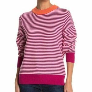 Elodie‎ Womens Pullover Sweater Magenta White Strip